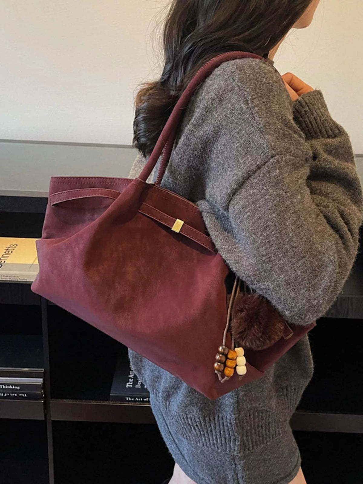 Modern Finesse Sienna Decorative Tassel and Beads Tote Bag