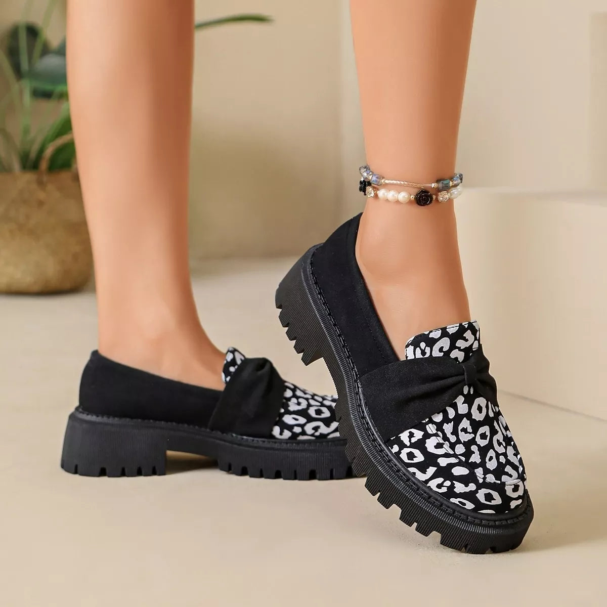 Modern Finesse Celine Leopard Round-Toe Loafers