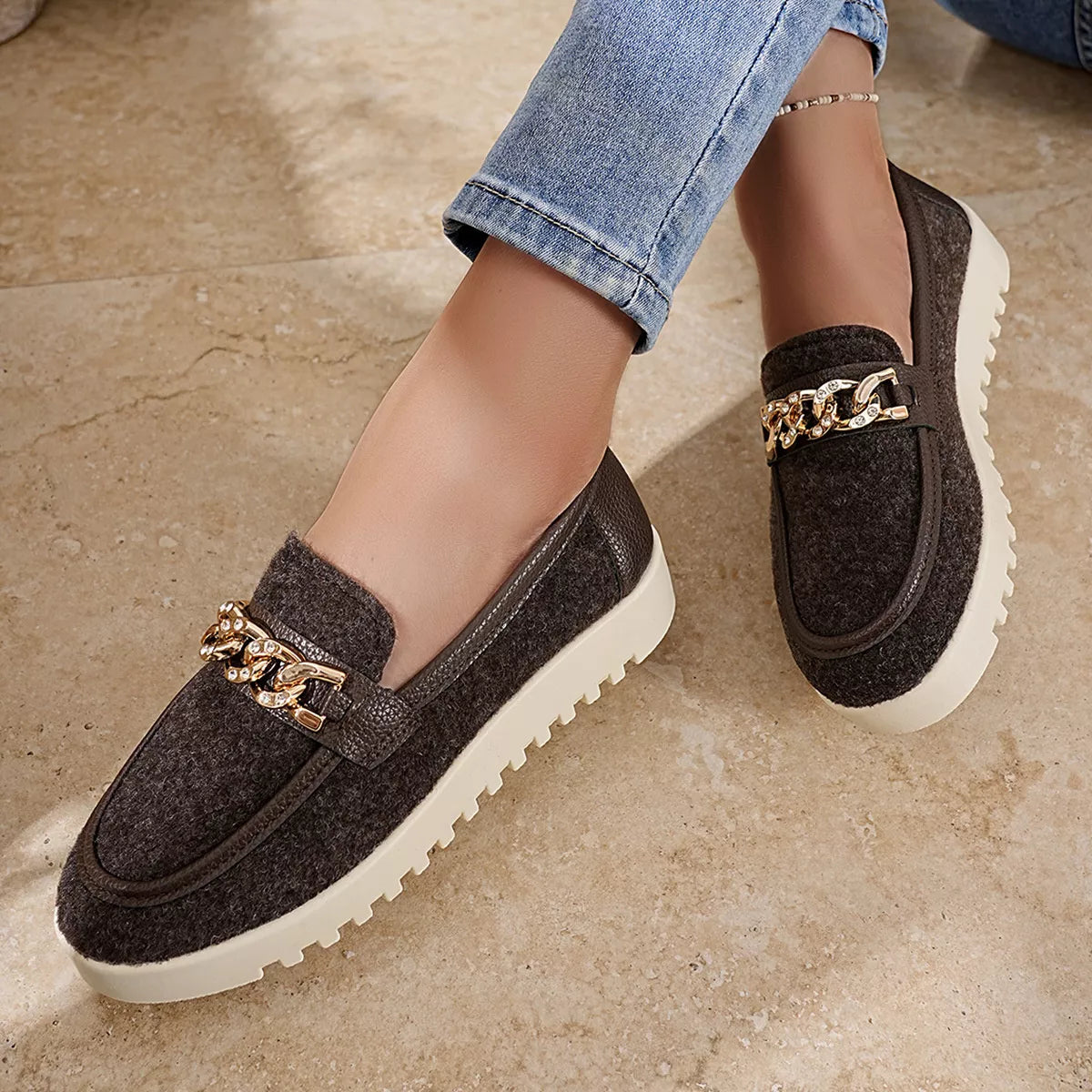 Modern Finesse Platform Line Round-Toe Slip-Ons