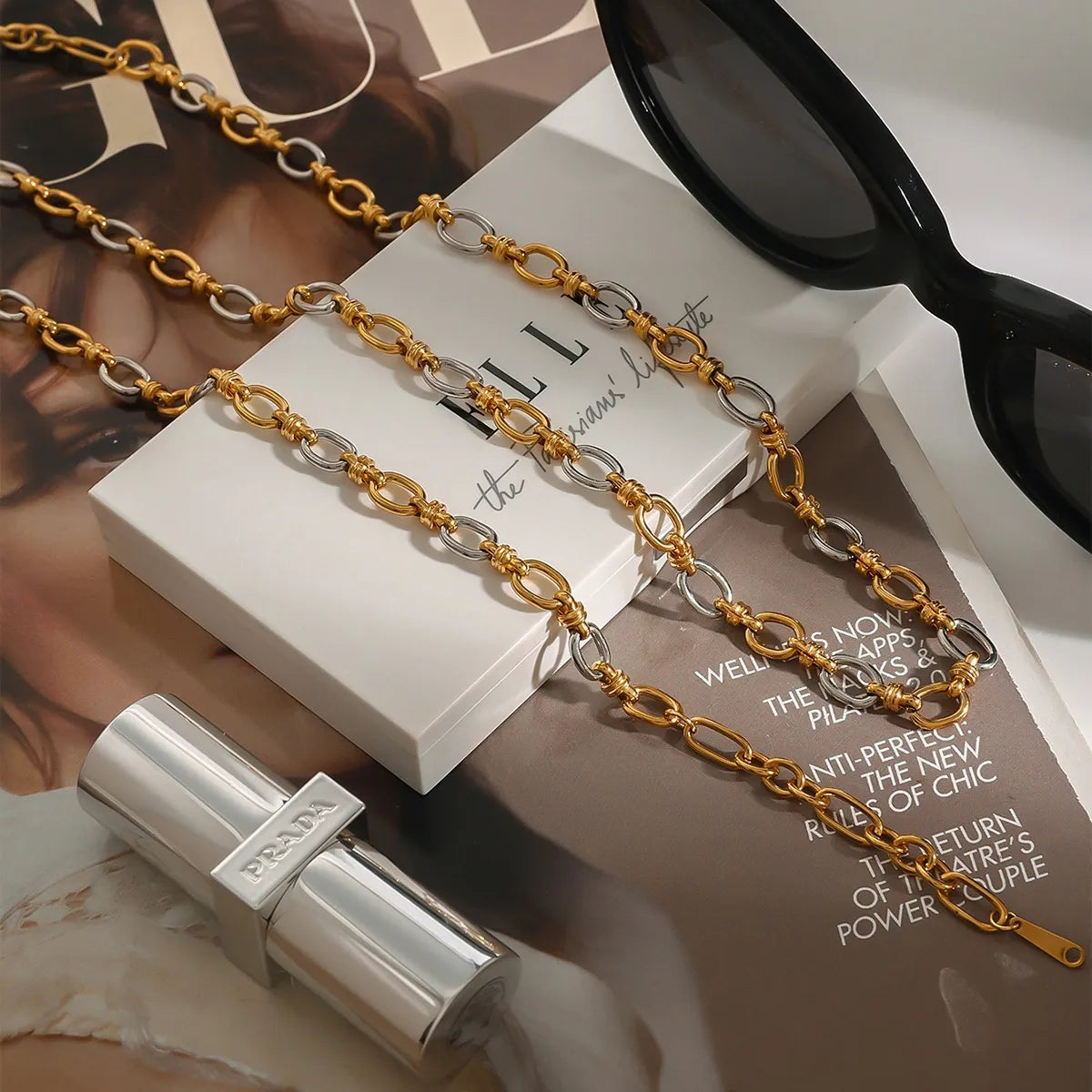 HOF Arden Two-Tone Chain Link Jewelry Set