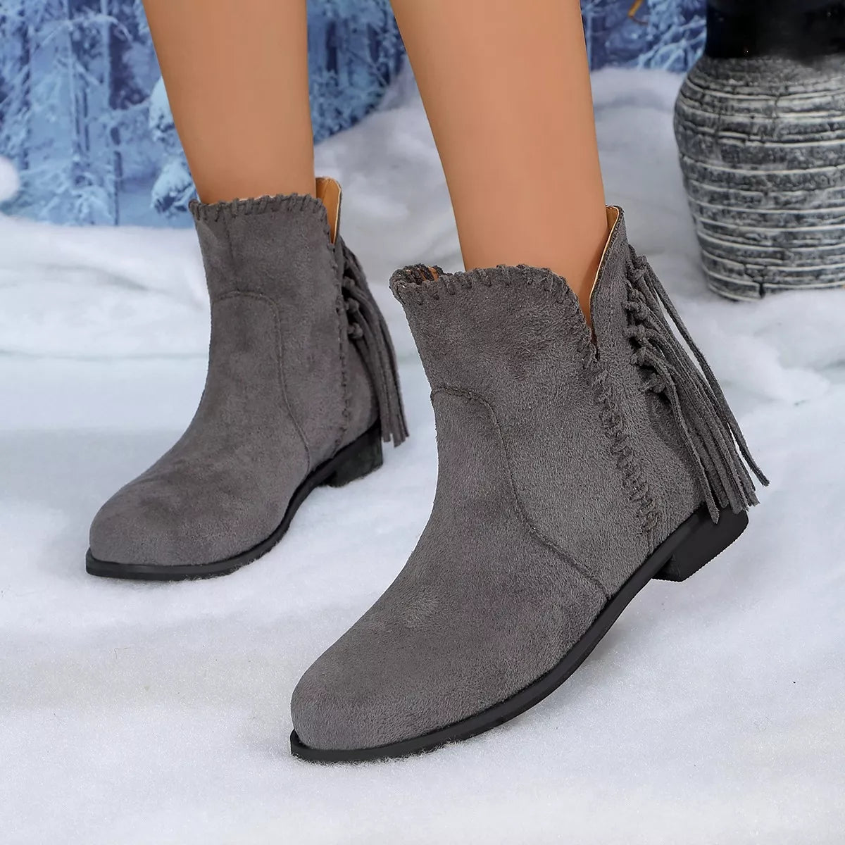Modern Finesse Meridian Fringe Point-Toe Ankle Boots - product view 9