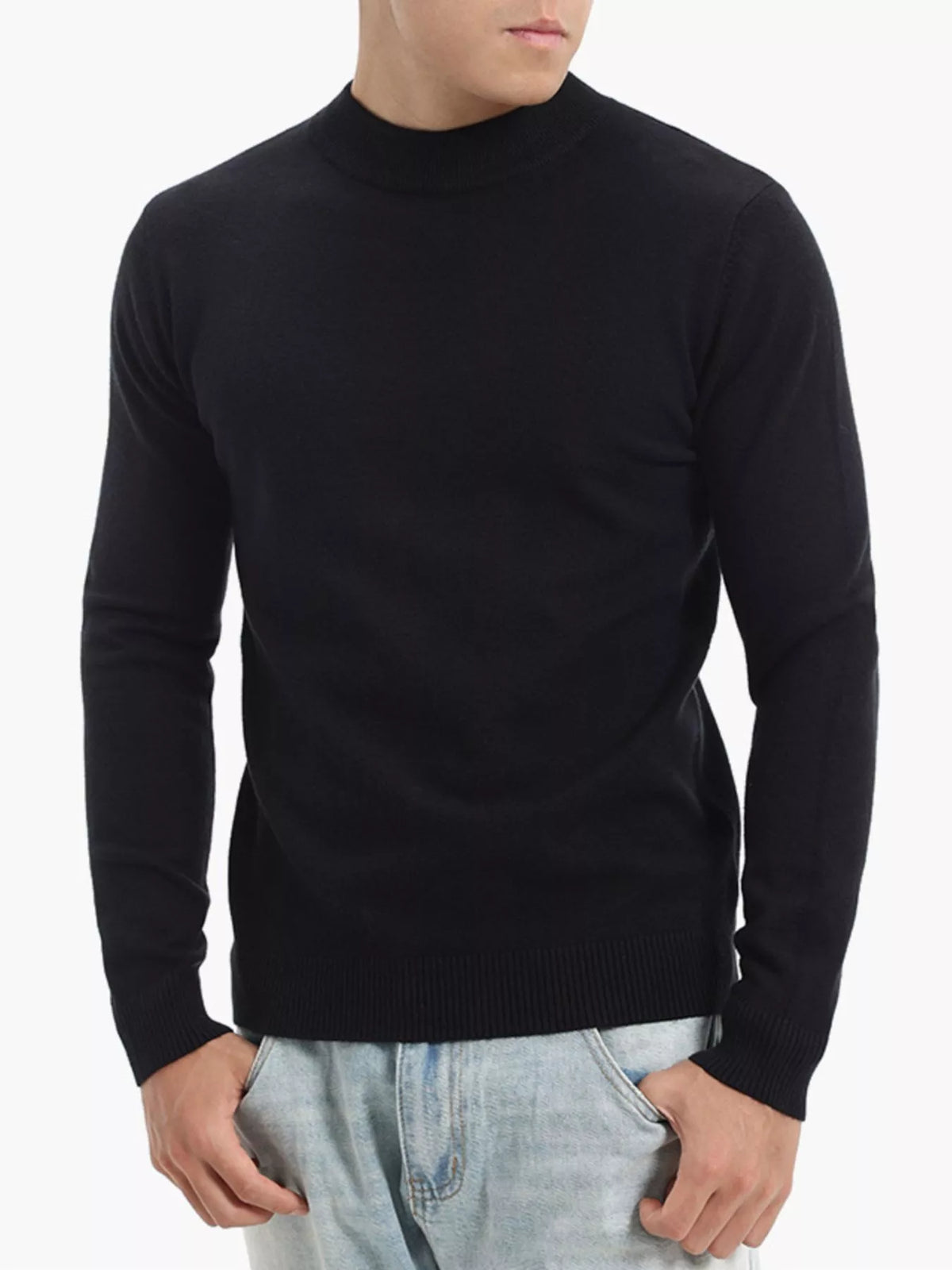 Modern Finesse Quiet Structure Mock-Neck Knit Top - Men's Plus Size