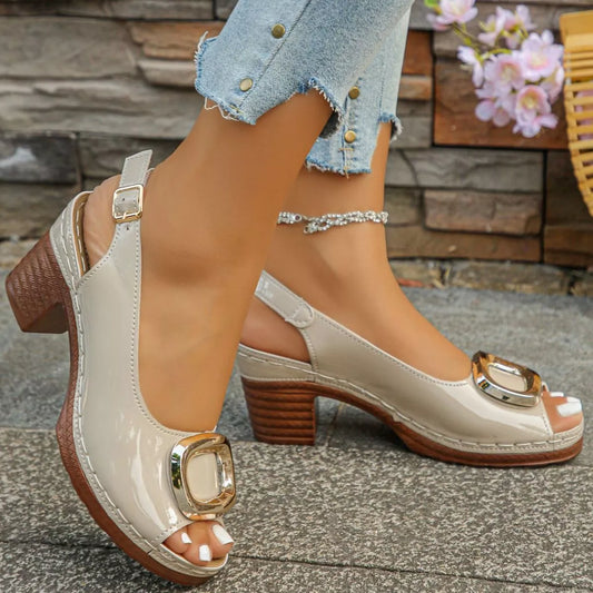 Modern Finesse Estelle Peep-Toe Block-Heel Sandals
