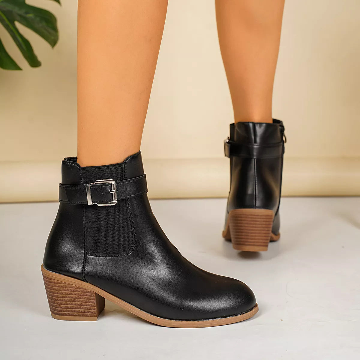 Modern Finesse Sharp Step Point-Toe Block-Heel Boots