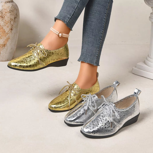 Modern Finesse Lustre Point-Toe Wedge Loafers