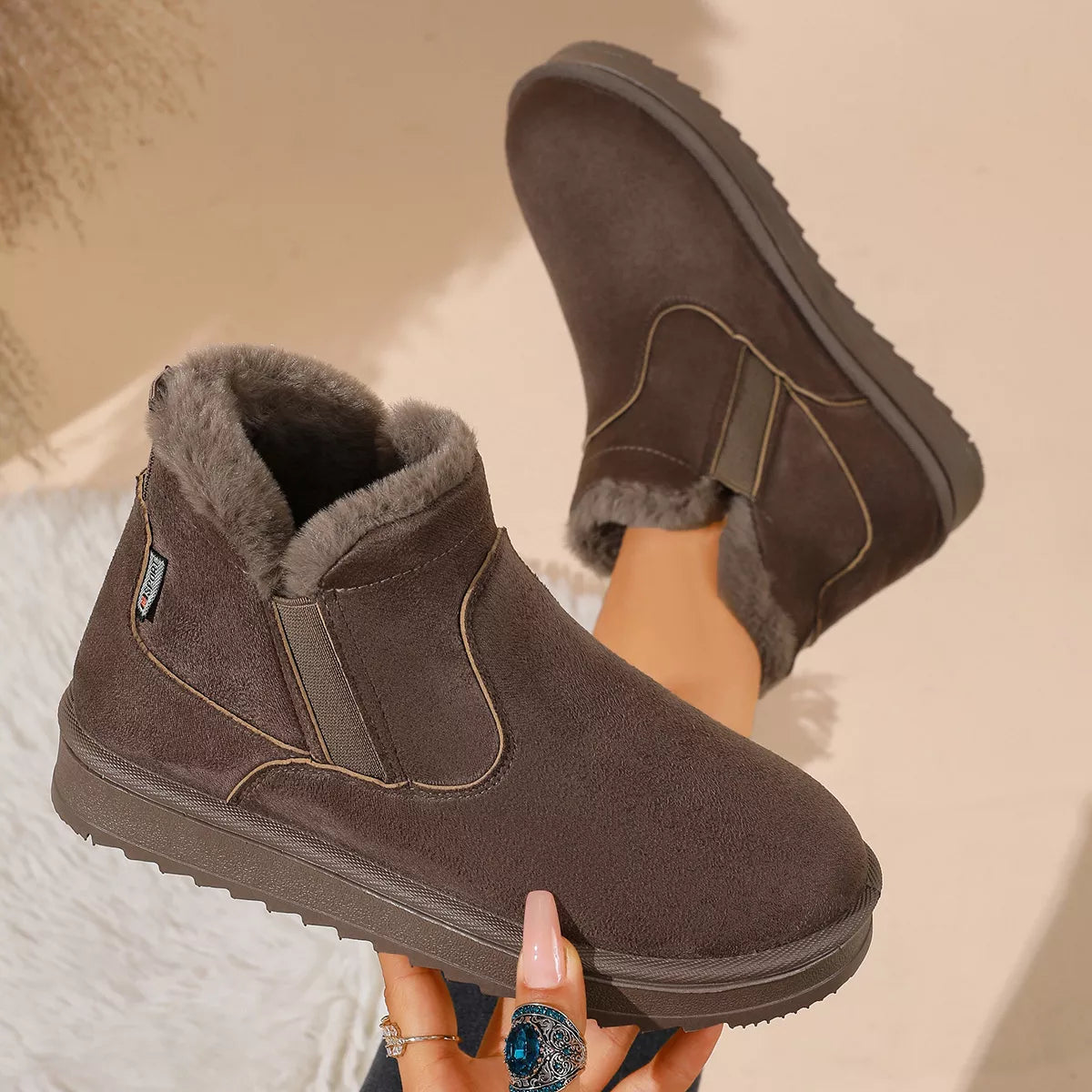 Modern Finesse Winter Walk Plush-Lined Suede Ankle Boots