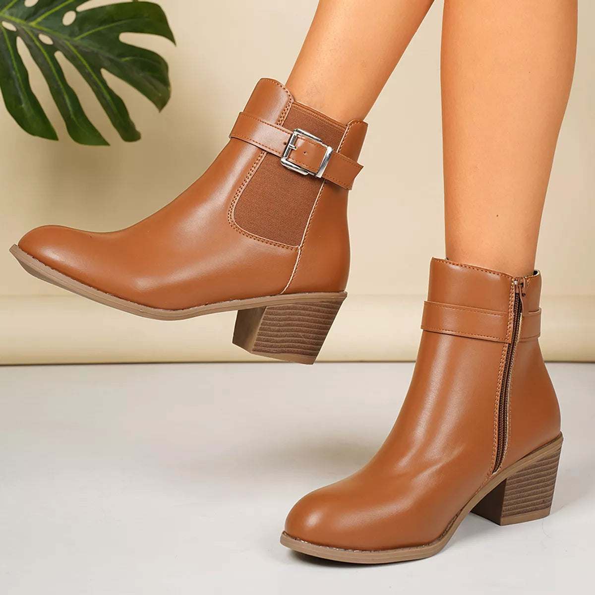 Modern Finesse Sharp Step Point-Toe Block-Heel Boots