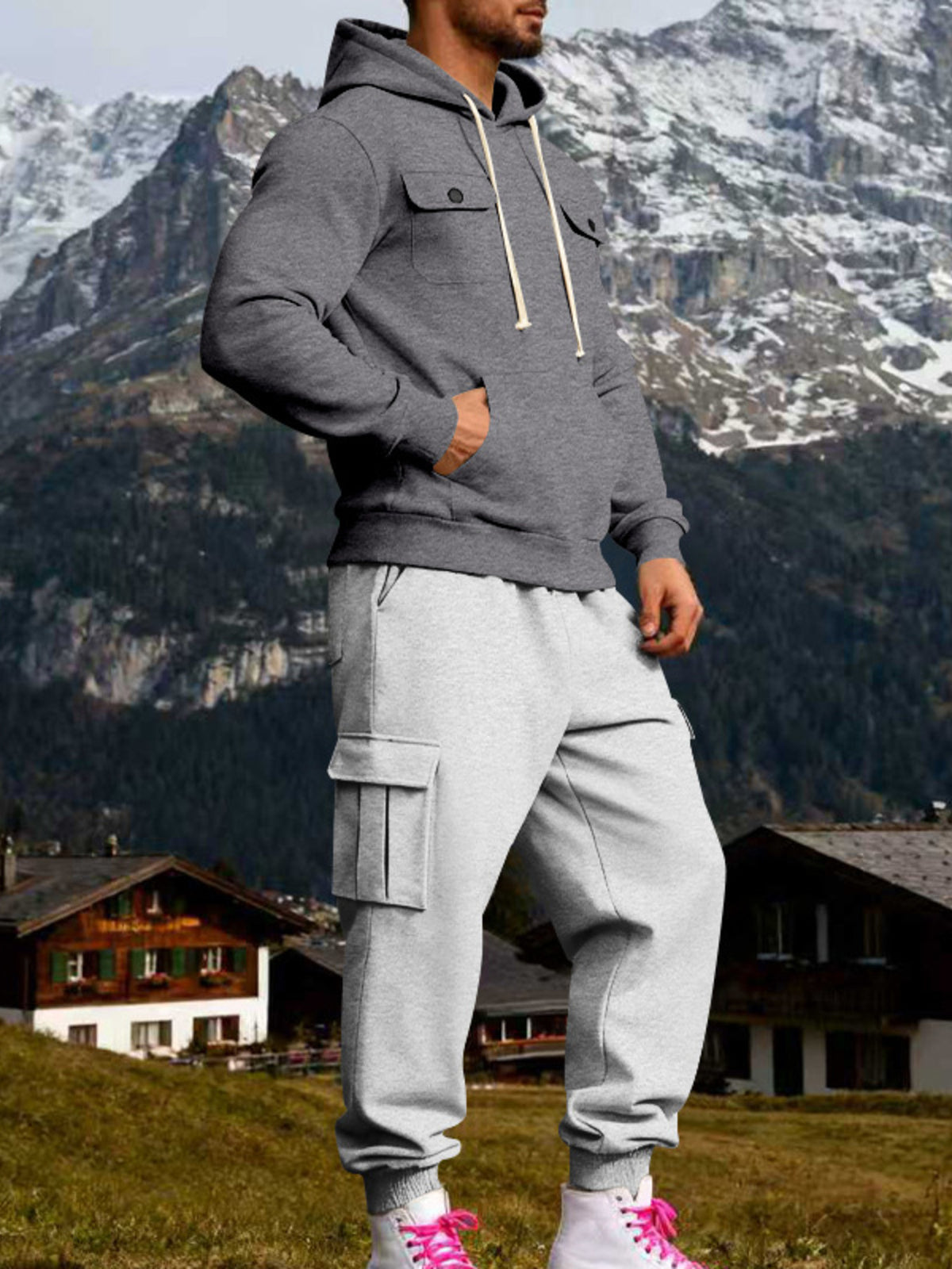 Modern Finesse Rest Mode Hoodie & Sweatpants Set - Men's Plus Size