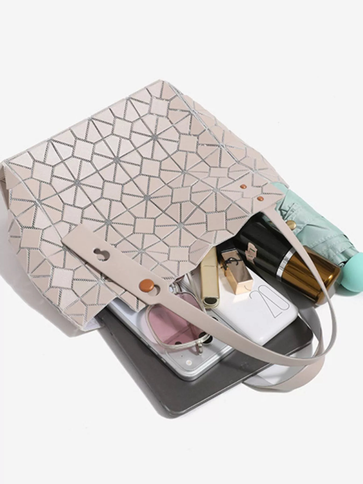 Modern Finesse Prism Lattice PVC Handbag