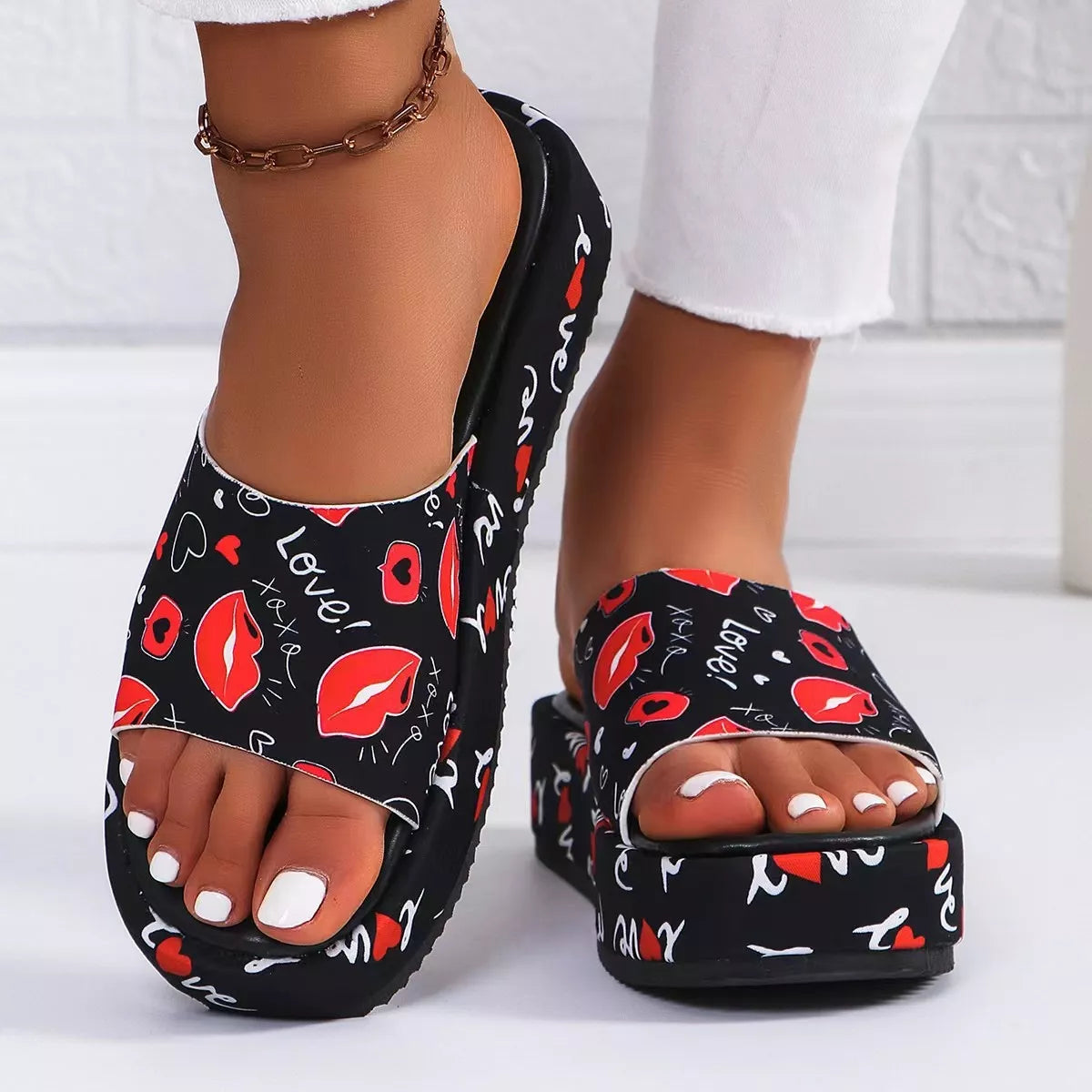 Modern Finesse Solace Butterfly Print Platform Sandals
