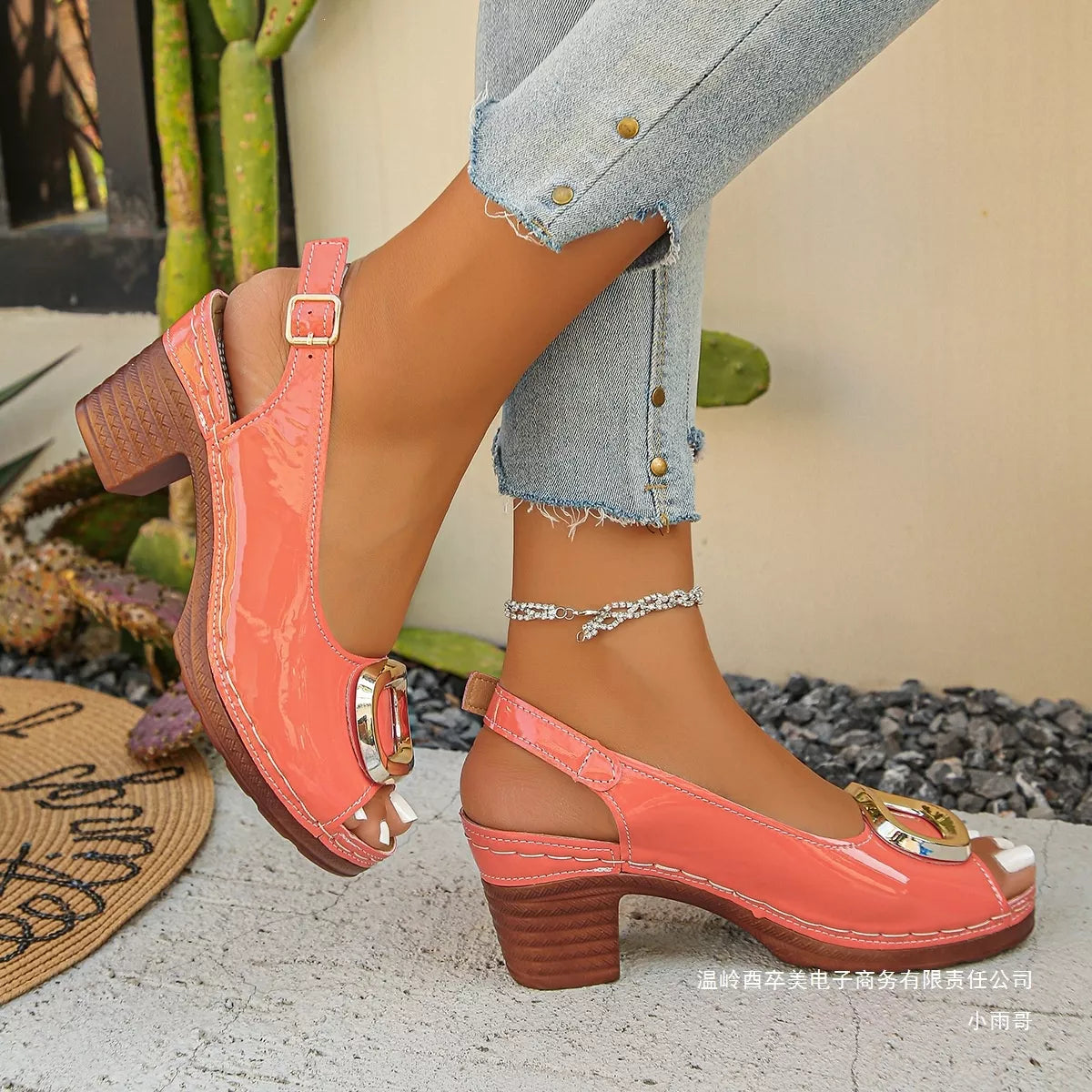Modern Finesse Estelle Peep-Toe Block-Heel Sandals