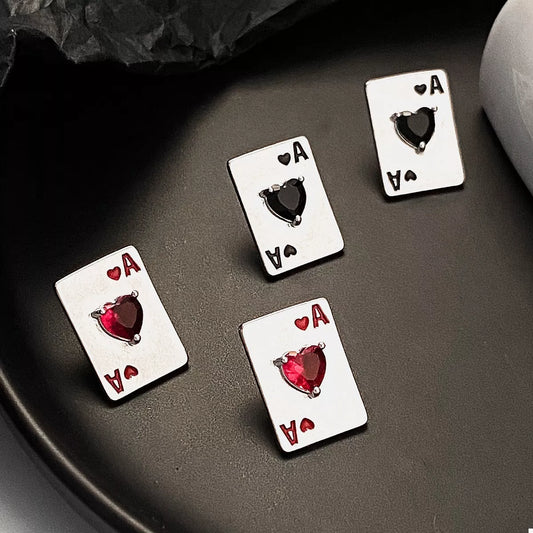 HOF Estelle Poker Card Ace of Hearts Stud Earrings