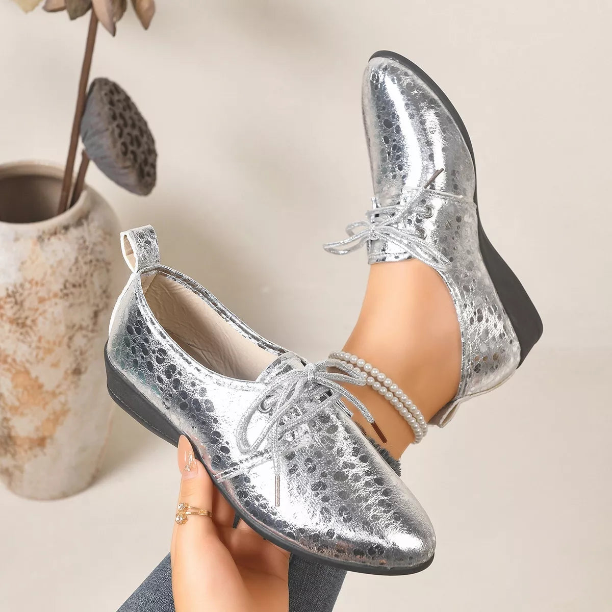 Modern Finesse Lustre Point-Toe Wedge Loafers