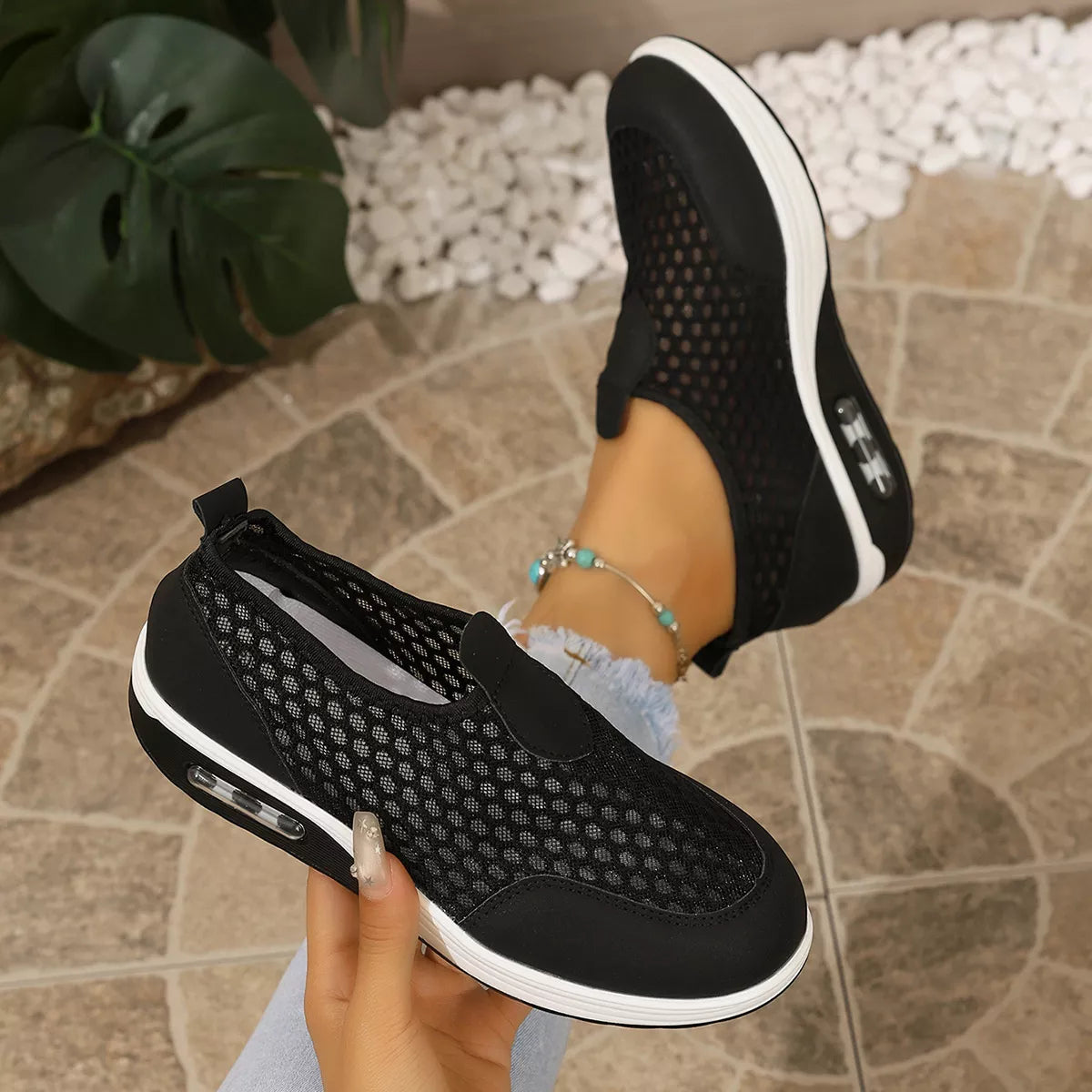 Modern Finesse Sienna Breathable Mesh Wedge Slip-Ons