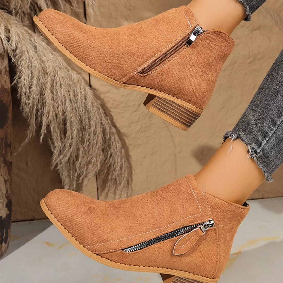 Modern Finesse Gallery Suede Point-Toe Low-Heel Boots - product view 21