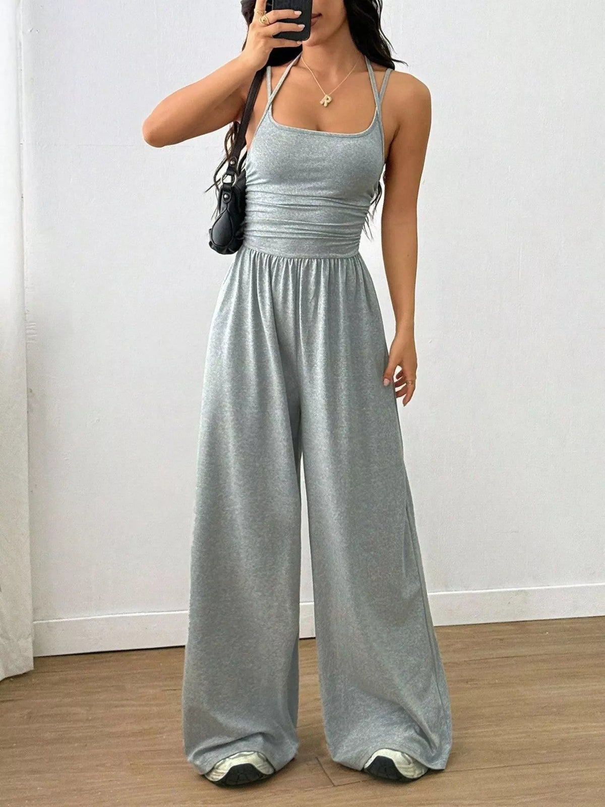 Modern Finesse Brielle Spaghetti Strap Wide-Leg Jumpsuit