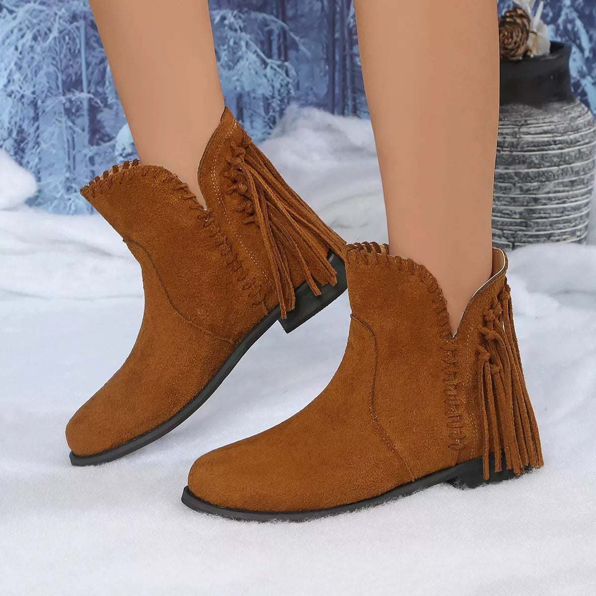 Modern Finesse Meridian Fringe Point-Toe Ankle Boots - product view 8