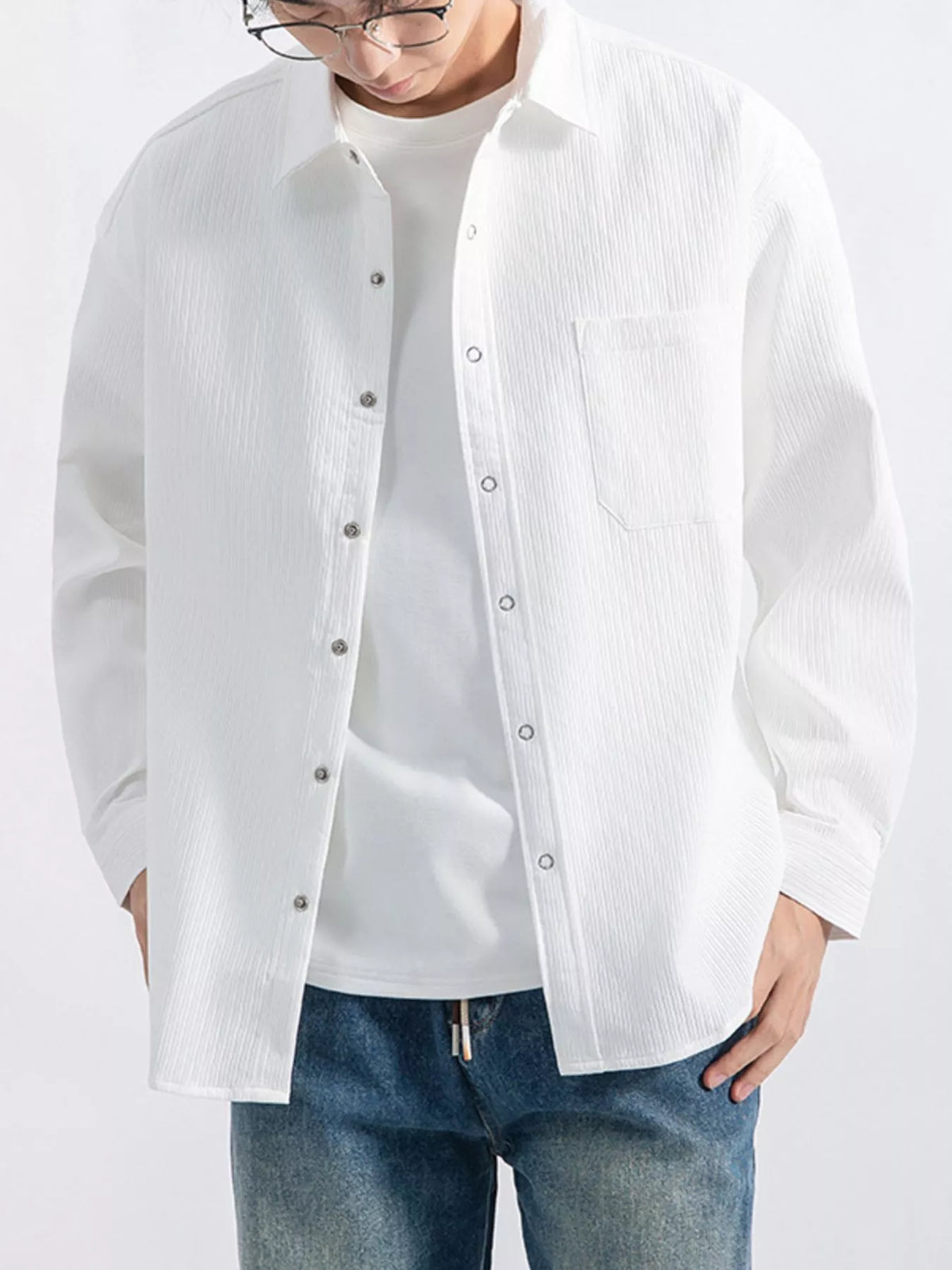 Modern Finesse Textured Pocketed Button-Down Shirt - Men's Plus Size