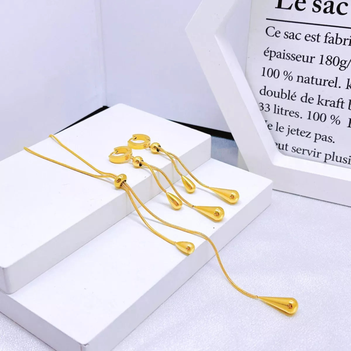 HOF Noelle Teardrop Pendant Necklace and Earrings Jewelry Set