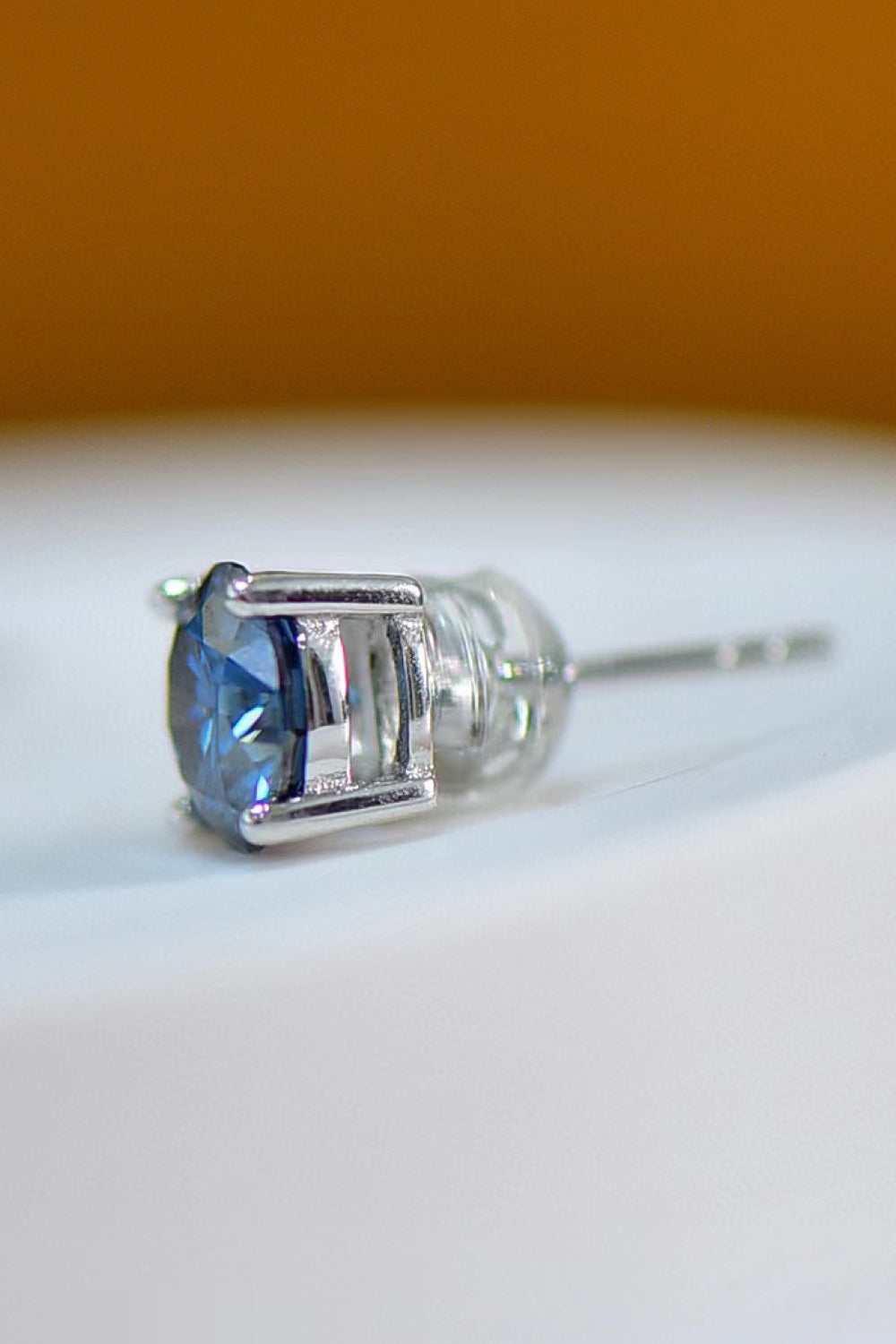 House Of Finesse Azure Four-Prong 2 Carat Moissanite Earrings in blue