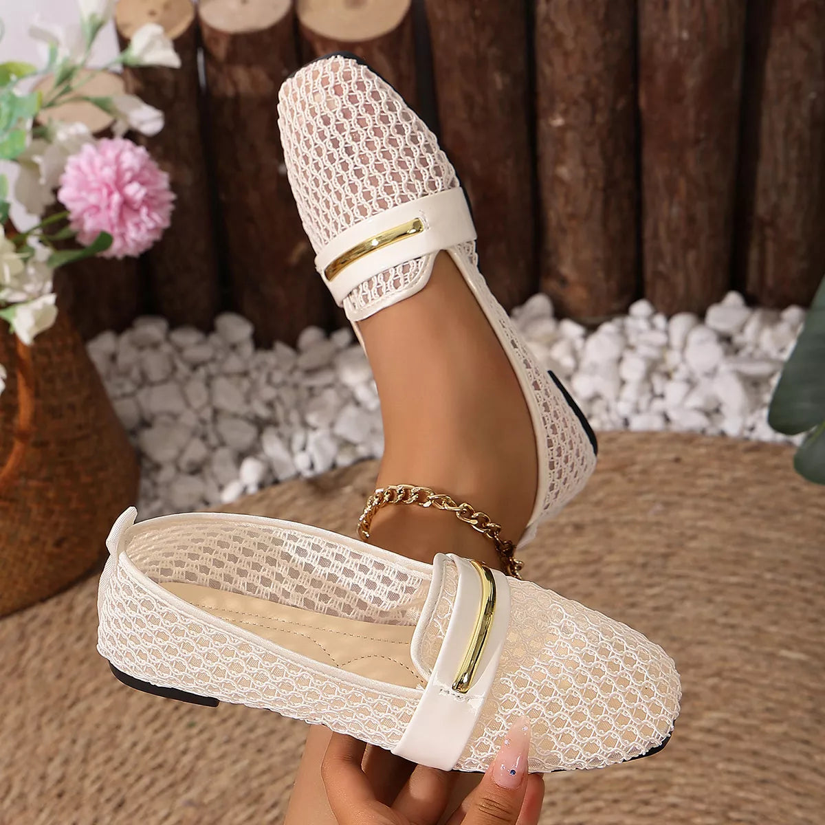 Modern Finesse Noelle Square-Toe Slip-Ons