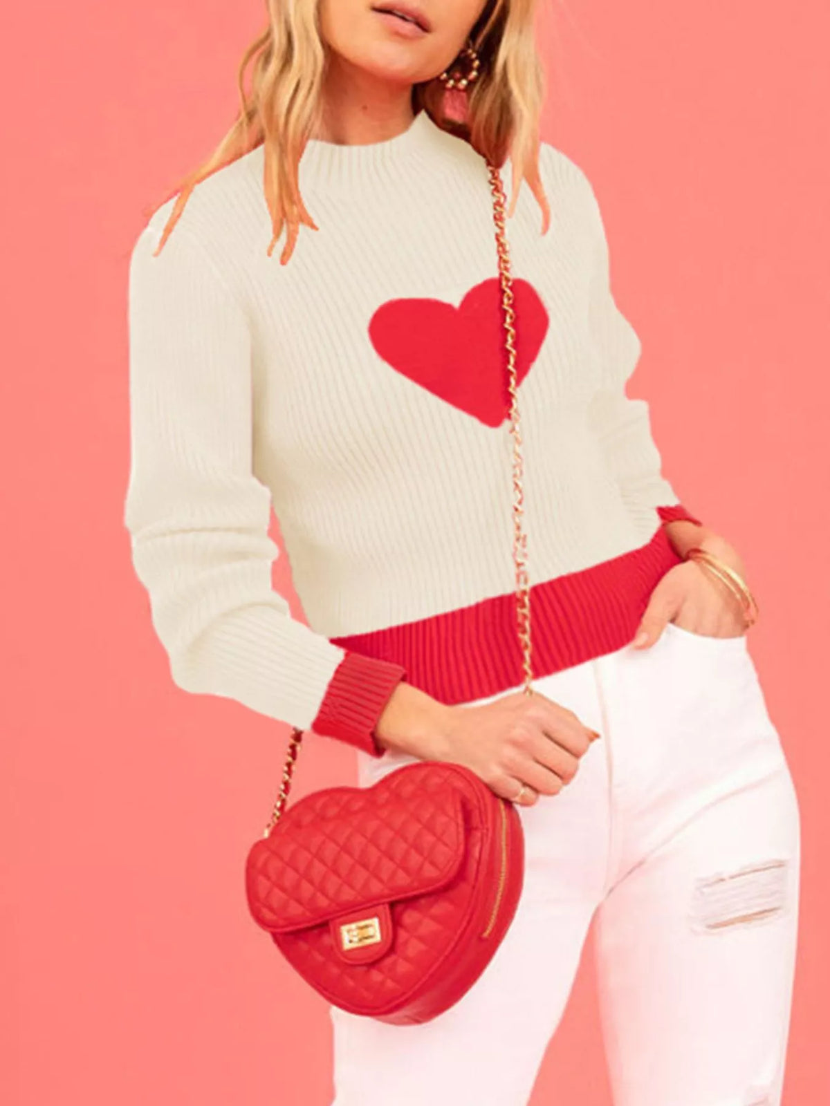 Modern Finesse Heartline Ribbed Sweater product image