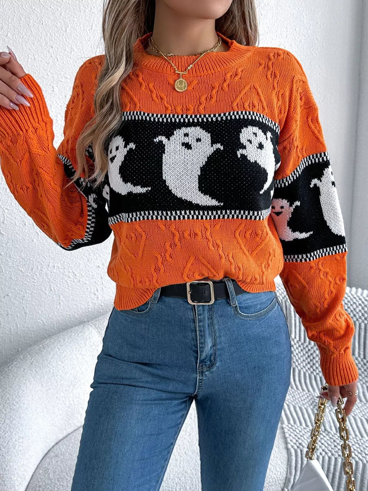 Modern Finesse Ghost Cable-Knit Sweater product image