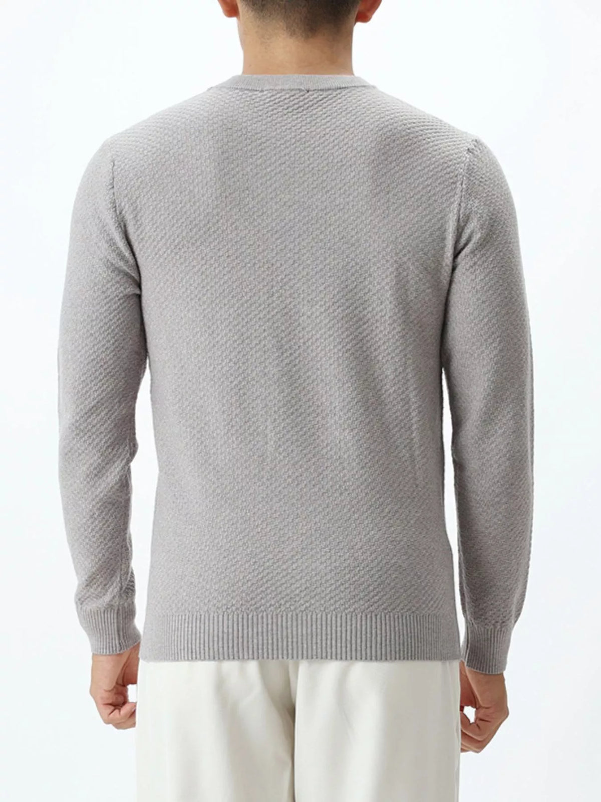 Modern Finesse Atlas Men's Textured Crew Neck Sweater — Extended Sizes
