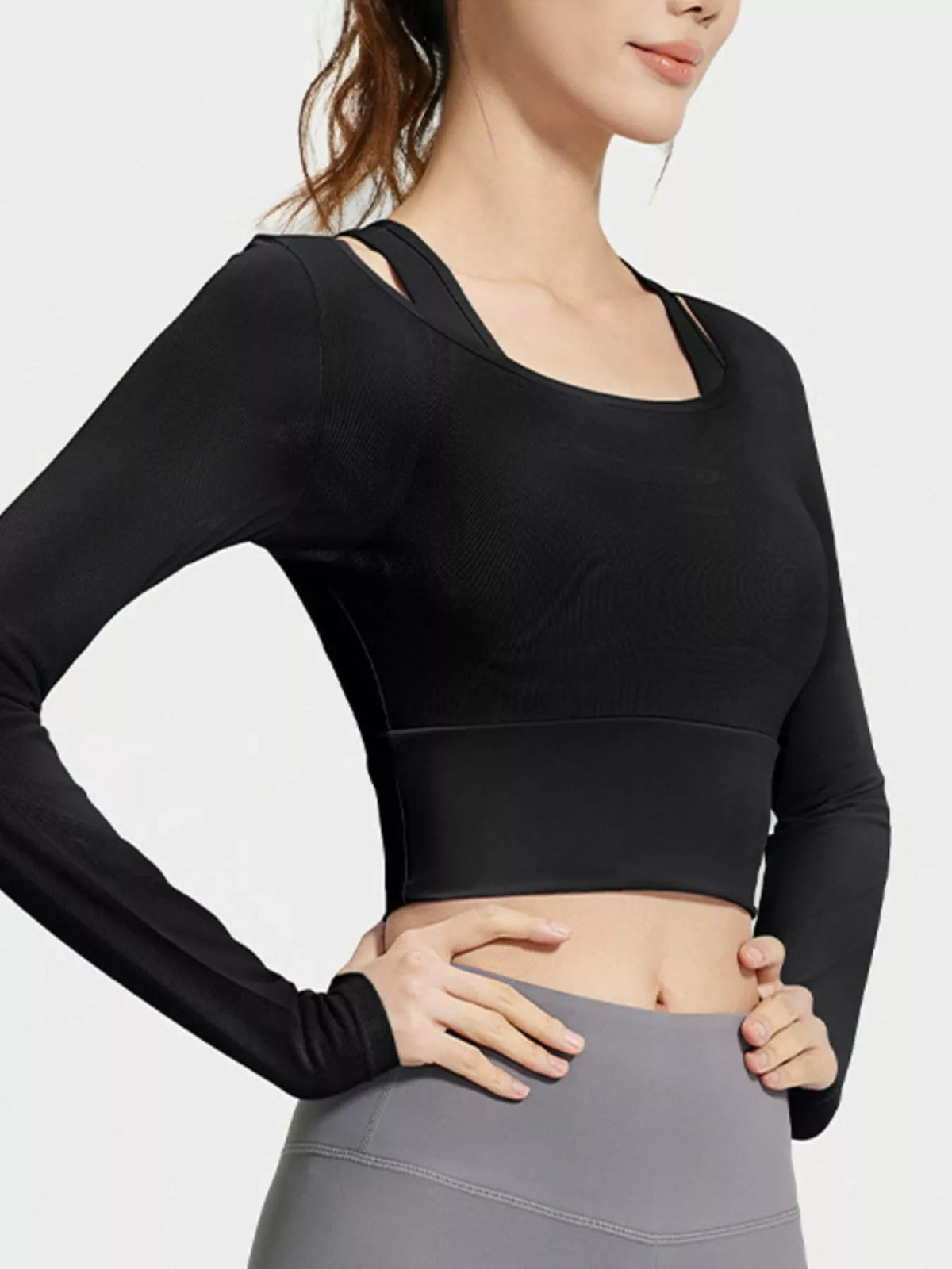 Modern Finesse Solace Long Sleeve Active T-Shirt with Built-in Bra