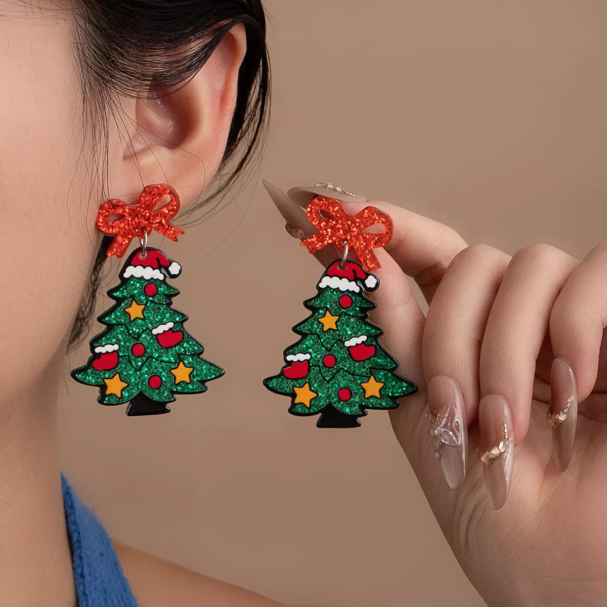 HOF Hazel Acrylic Christmas Tree Drop Earrings