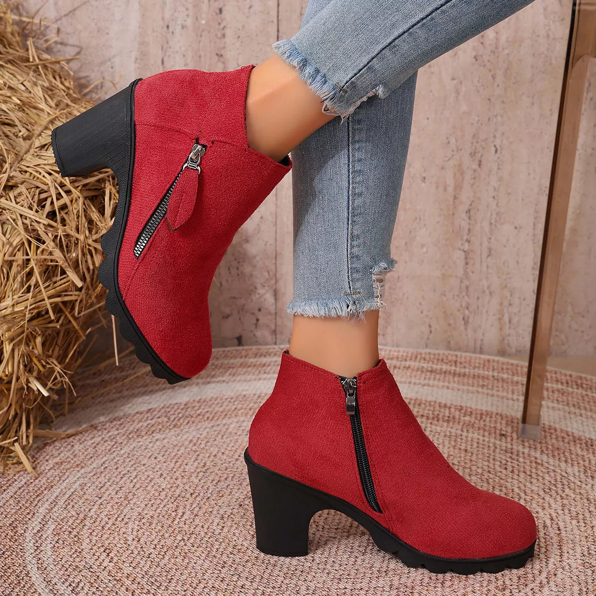 Modern Finesse Hazel Round-Toe Block Heels Boots