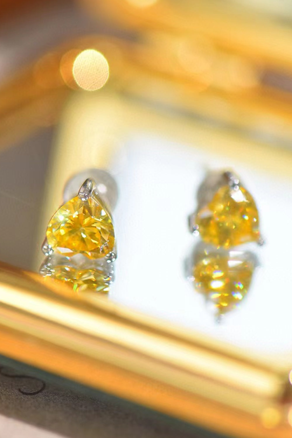HOF Solace 2 Carat Yellow Heart Moissanite Platinum-Plated Earrings
