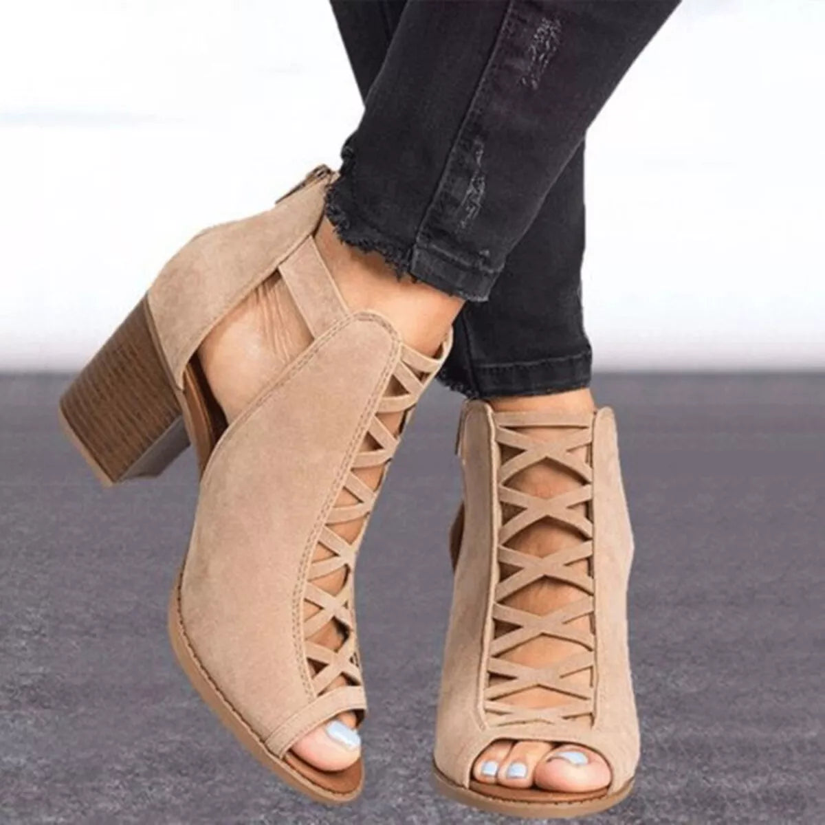 Modern Finesse Sora Peep-Toe Block-Heel Sandals