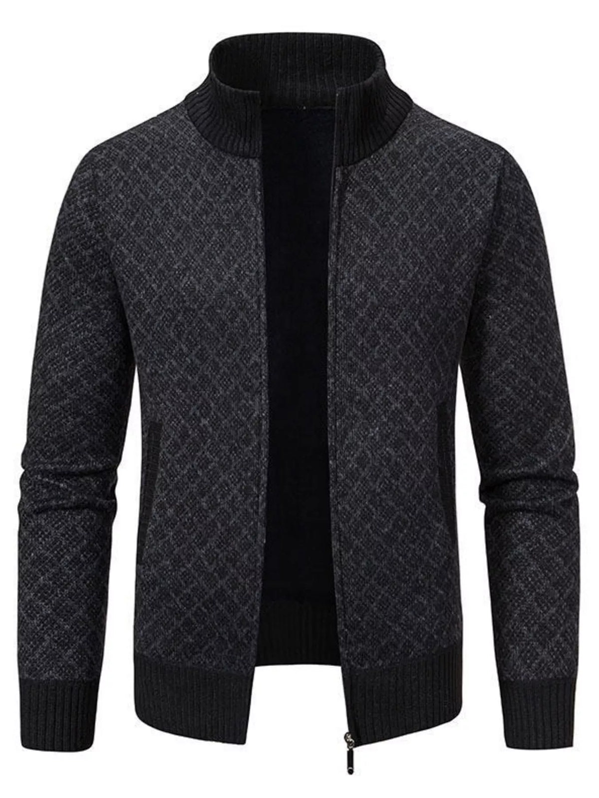 Modern Finesse Geo Line Full-Zip Cardigan - Men's Plus Size