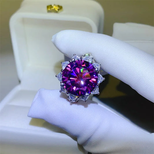 HOF Sienna 10 Carat Moissanite 925 Sterling Silver Flower Shape Ring
