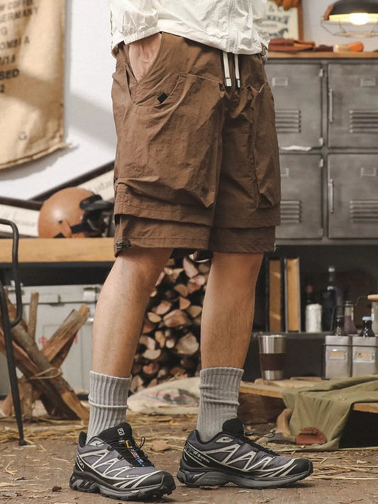 Modern Finesse Camden Men's Multiple Pocket Layered Cargo Shorts with Drawstring Hem — Extended Sizes