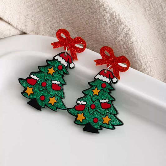 HOF Hazel Acrylic Christmas Tree Drop Earrings