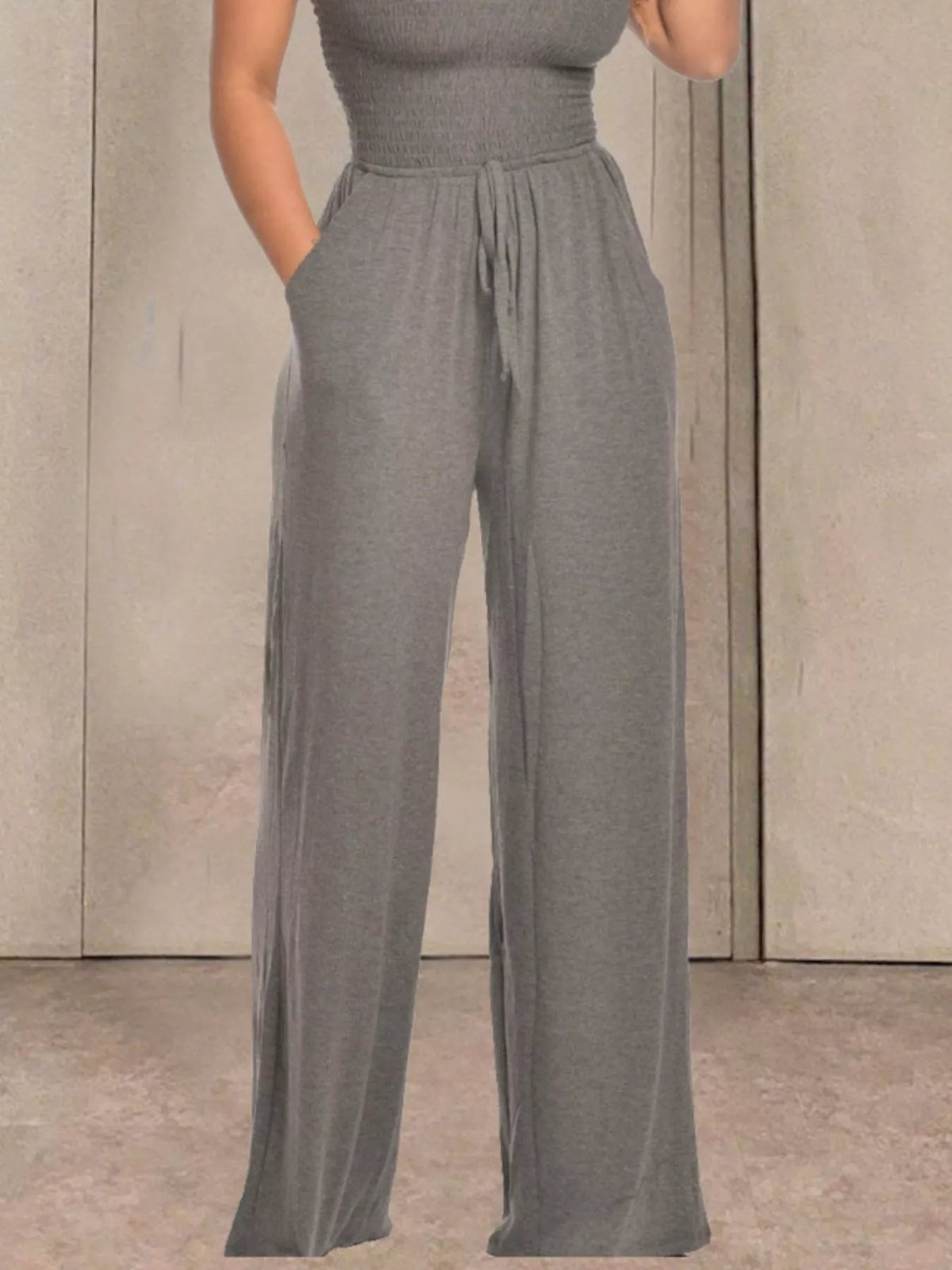Modern Finesse Quinn Strapless Smocked Wide-Leg Jumpsuit