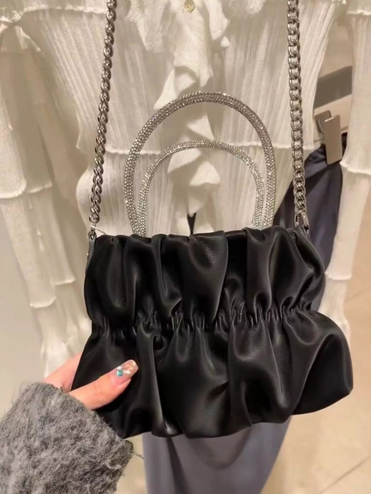 Modern Finesse Marlowe Ruched Chain Crossbody Bag