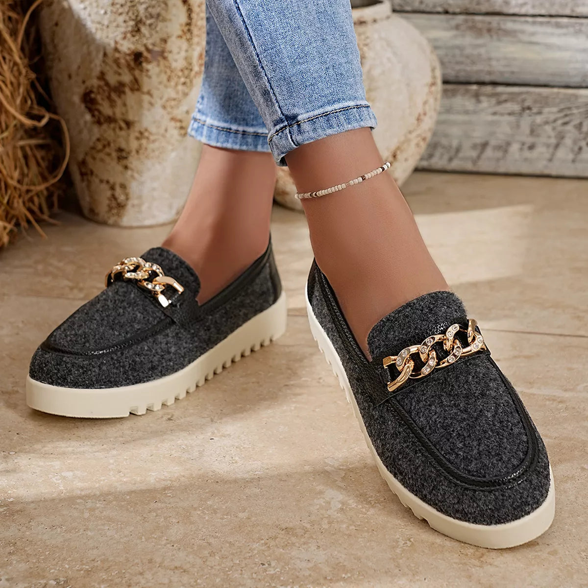 Modern Finesse Platform Line Round-Toe Slip-Ons