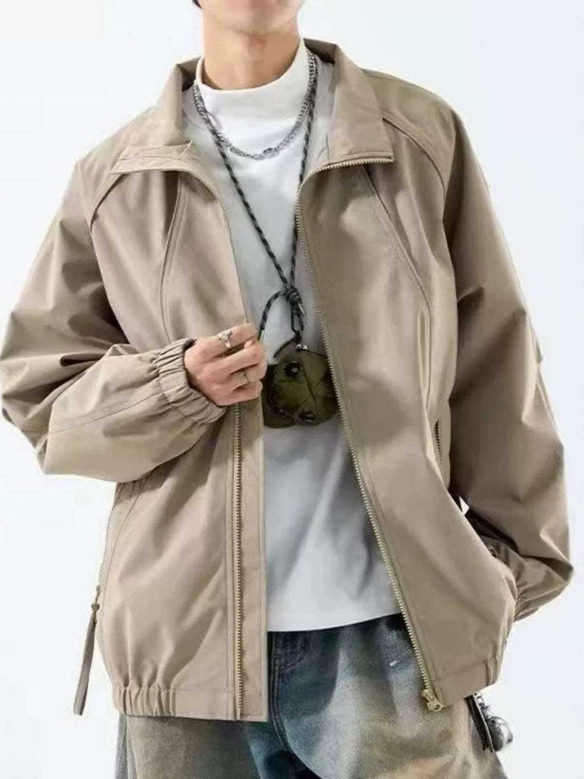 Modern Finesse Grant Men's Zip Up Raglan Sleeve Jacket — Extended Sizes