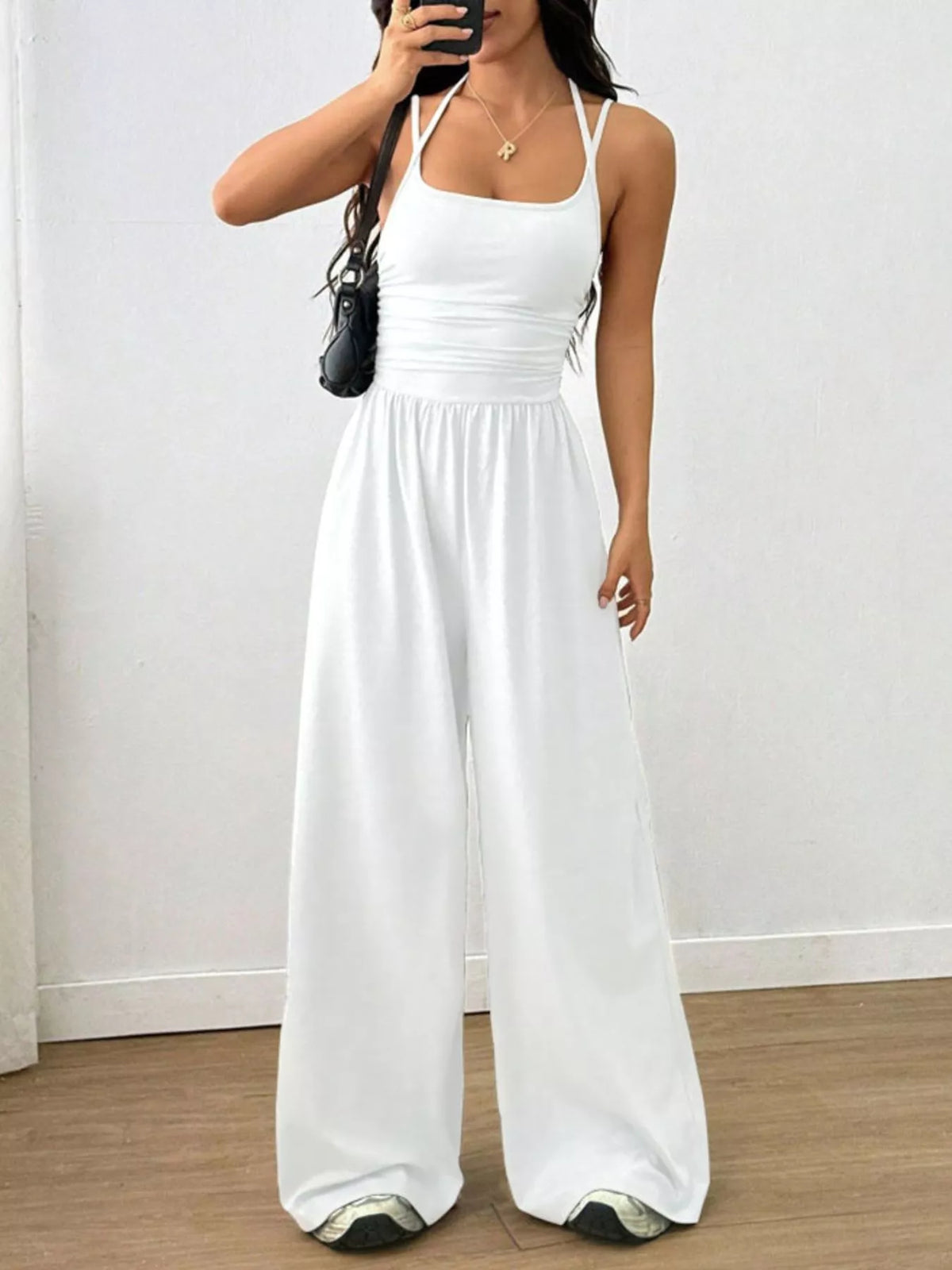Modern Finesse Brielle Spaghetti Strap Wide-Leg Jumpsuit