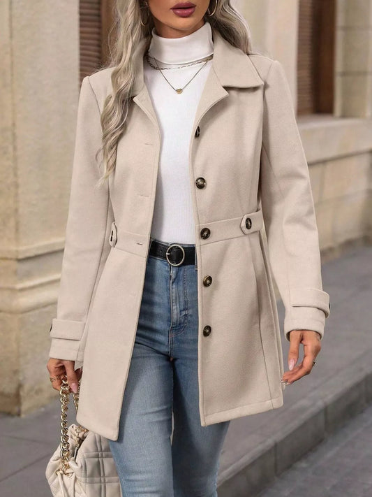Modern Finesse Amara Single-Breasted Long Sleeve Coat