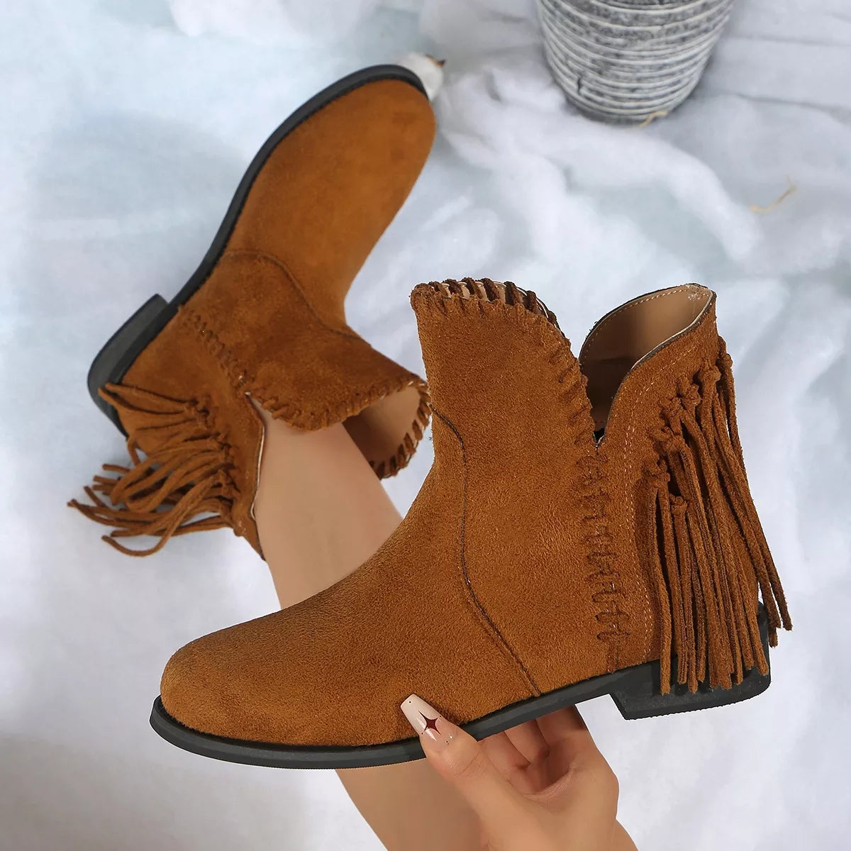 Modern Finesse Meridian Fringe Point-Toe Ankle Boots - product view 7