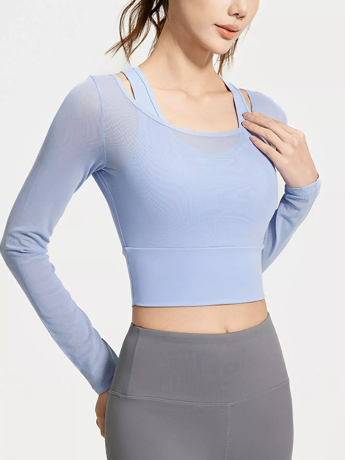 Modern Finesse Solace Long Sleeve Active T-Shirt with Built-in Bra