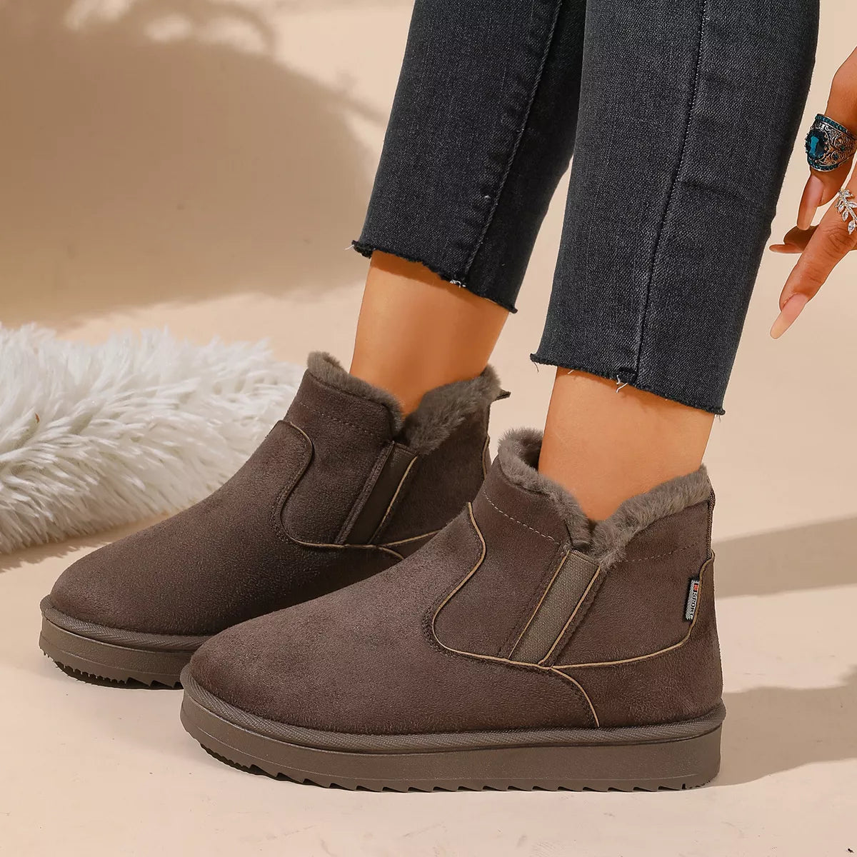 Modern Finesse Winter Walk Plush-Lined Suede Ankle Boots