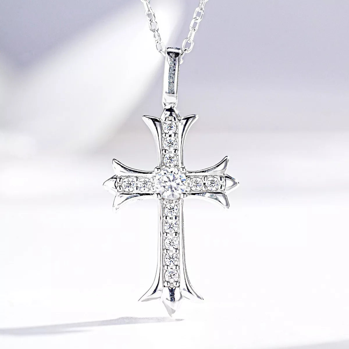 House Of Finesse Devotion Sterling Zircon Cross Necklace