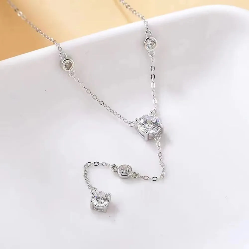 House Of Finesse Celestia 1.5 Carat Moissanite Necklace in silver