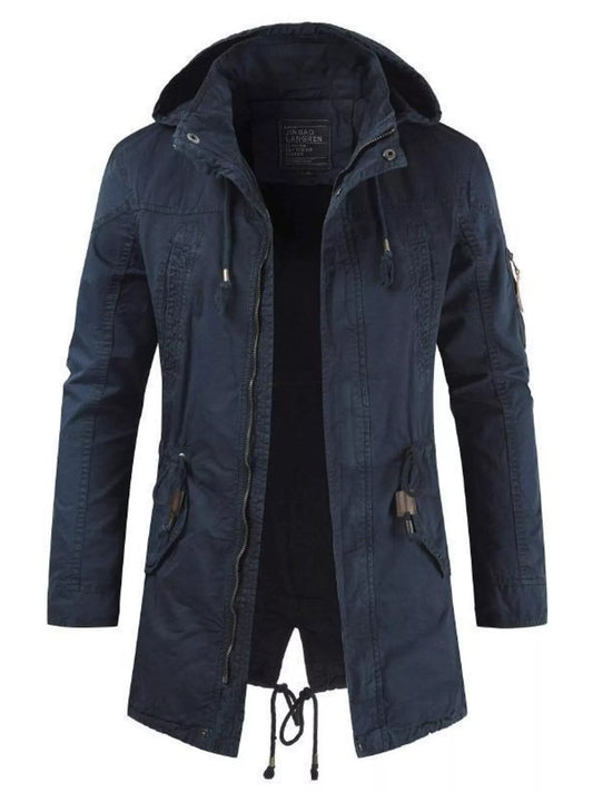 Modern Finesse Ford Men's Drawstring Casual Hooded Parka Coat — Extended Sizes