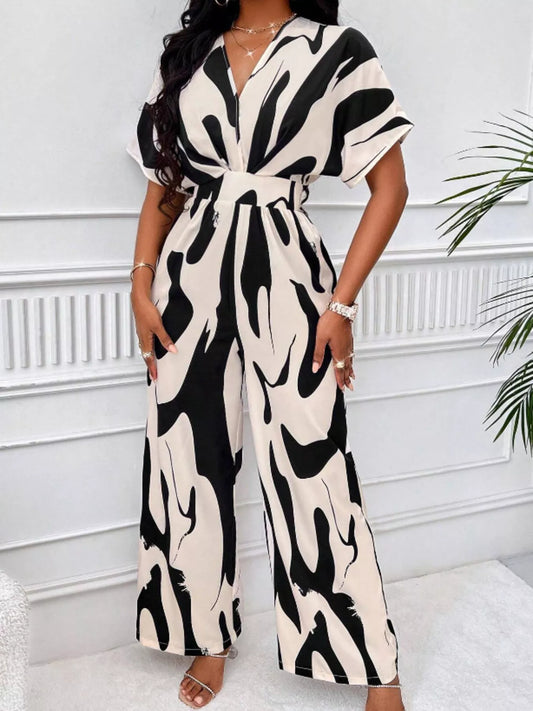 Modern Finesse Vera Abstract Print Wide-Leg Jumpsuit